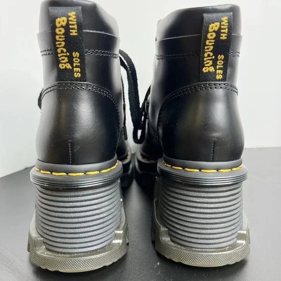 NEW Dr. Martens Black Combat Corran Chunky Platform Heeled Boots Gothic Size 7 - Picture 4 of 9